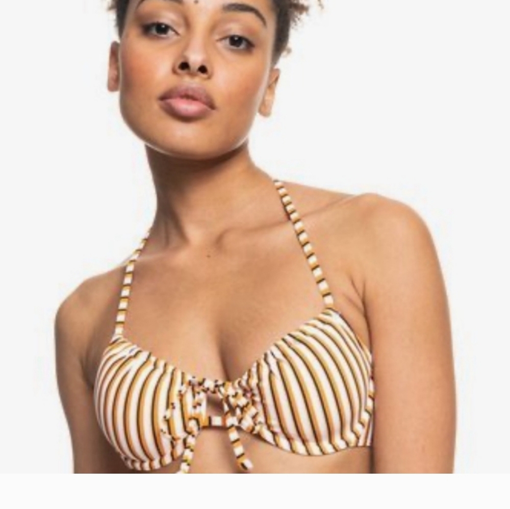 Roxy, NWT, Printed Beach Classics Underwire Bikini Top, XS, Striped.